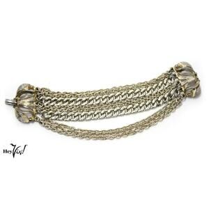 Vintage 50s Signed Mode Art Bracelet w Ornate Multi Gold Metal Chains - Hey Viv